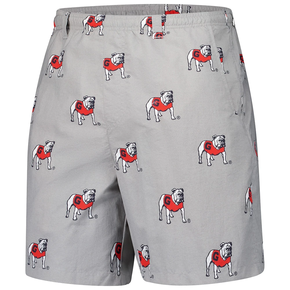 Short imprimé Columbia Georgia Bulldogs Backcast III pour homme, gris