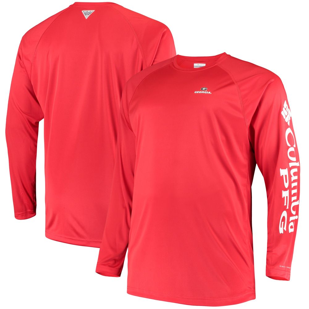 Men's Columbia Red Georgia Bulldogs Big & Tall Terminal Tackle Long Sleeve Omni-Shade T-Shirt