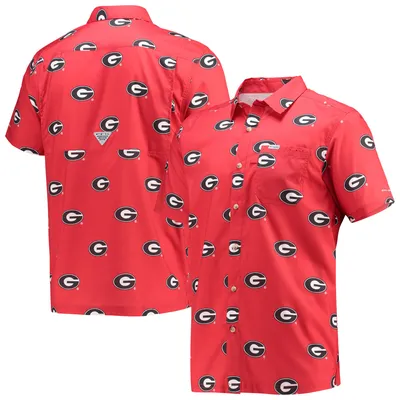 Georgia Bulldogs Columbia Super Slack Tide Omni-Shade Button-Up Shirt - Red