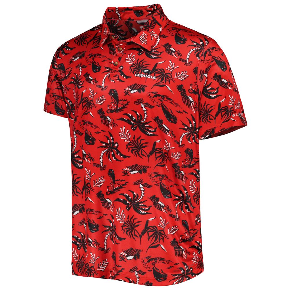 Men's Columbia Red Georgia Bulldogs Super Terminal Tackle Omni-Shade Polo