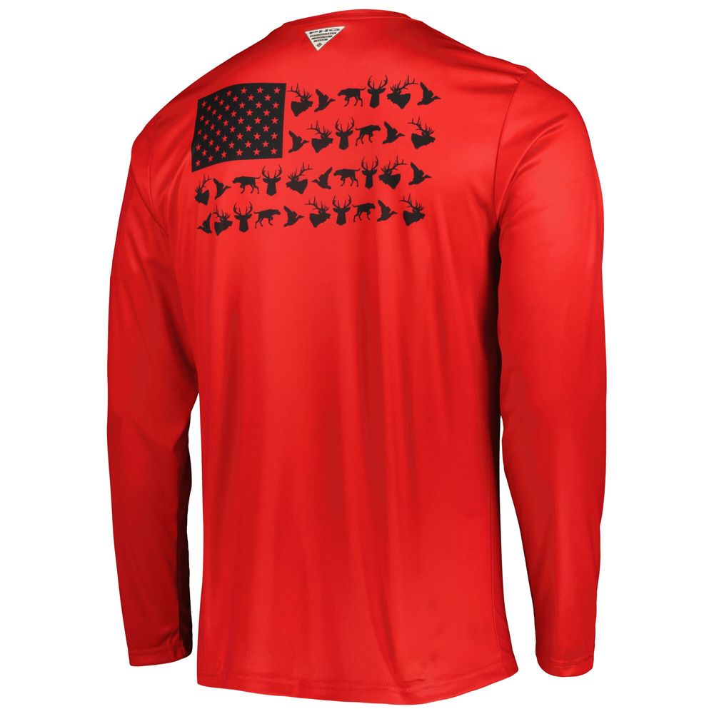 Men's Columbia Red Georgia Bulldogs Terminal Shot Omni-Shade Omni-Wick Long Sleeve T-Shirt