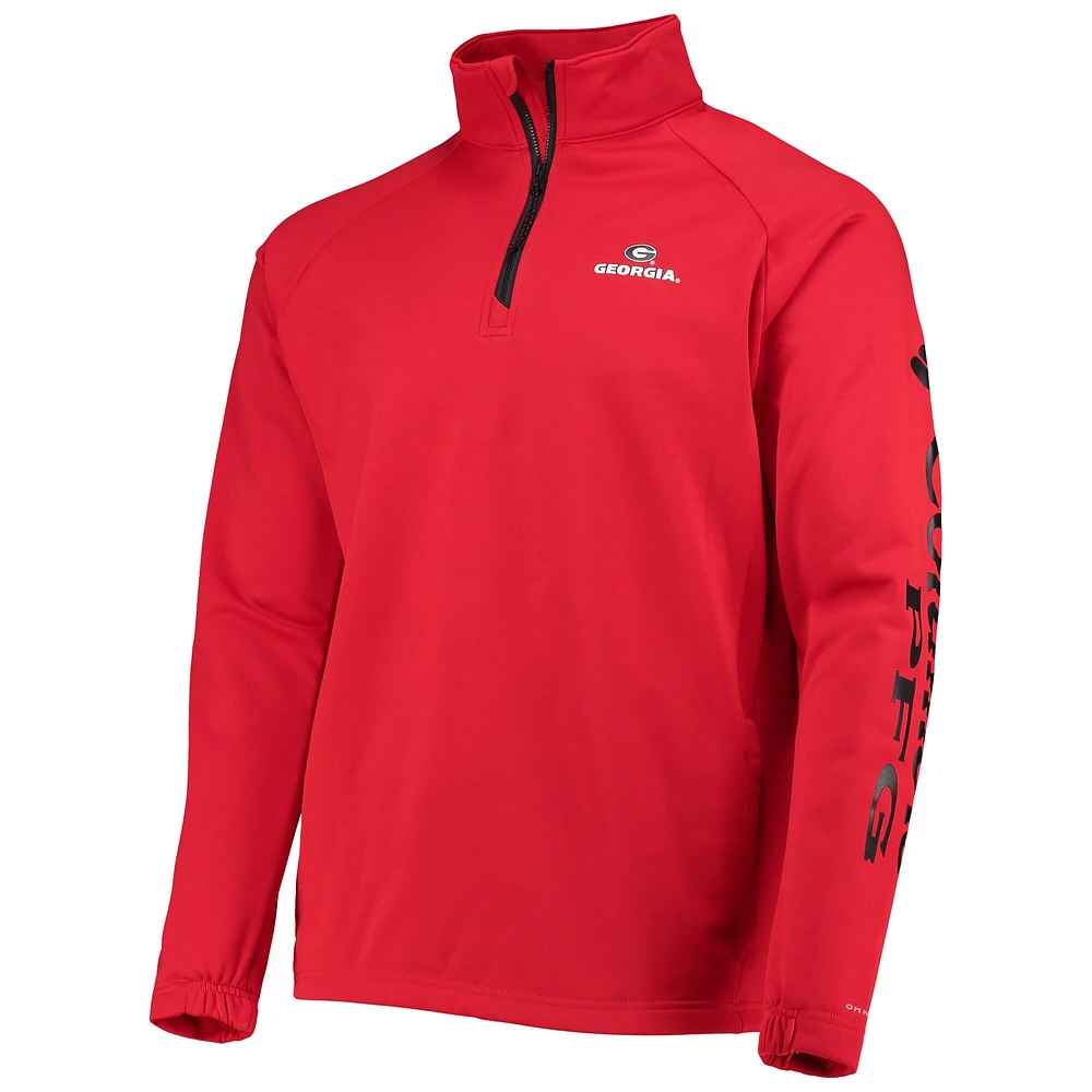 Men's Columbia Red Georgia Bulldogs Terminal Tackle Fleece Raglan Omni-Shade Quarter-Zip Jacket