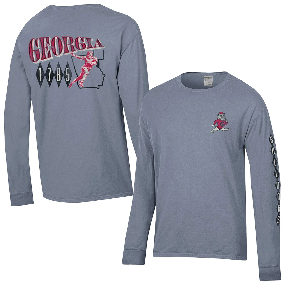 Men's ComfortWash  Gray Georgia Bulldogs Vault Football Long Sleeve T-Shirt