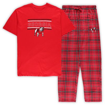 Men's Concepts Sport Red Georgia Bulldogs Big & Tall Plaid Pants Sleep Set