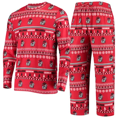 Georgia Bulldogs Concepts Sport Ugly Sweater Knit Long Sleeve Top and Pant Set - Red