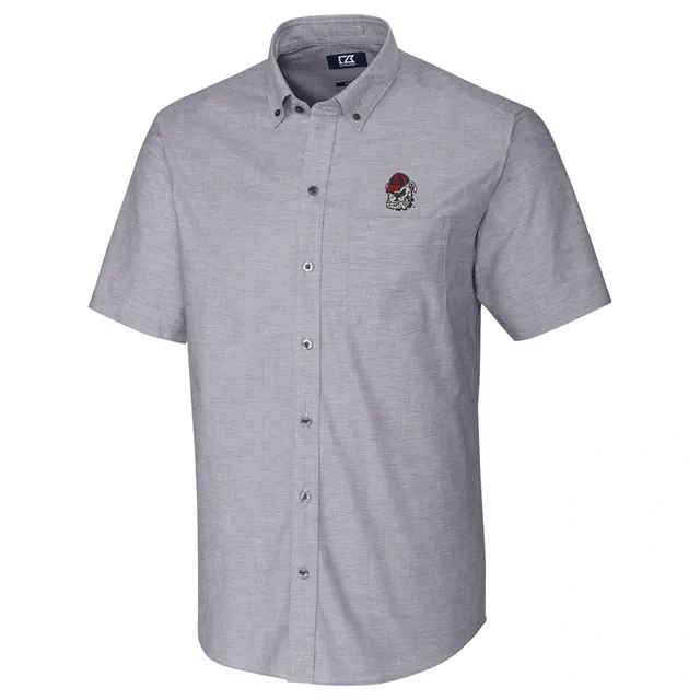 Houston Astros Cutter & Buck Short Sleeve Stretch Oxford Button-Down Shirt  - Charcoal