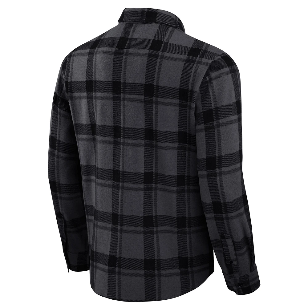 Chemise boutonnée à carreaux décontractée pour homme de la collection Darius Rucker Fanatics, noire, Georgia Bulldogs