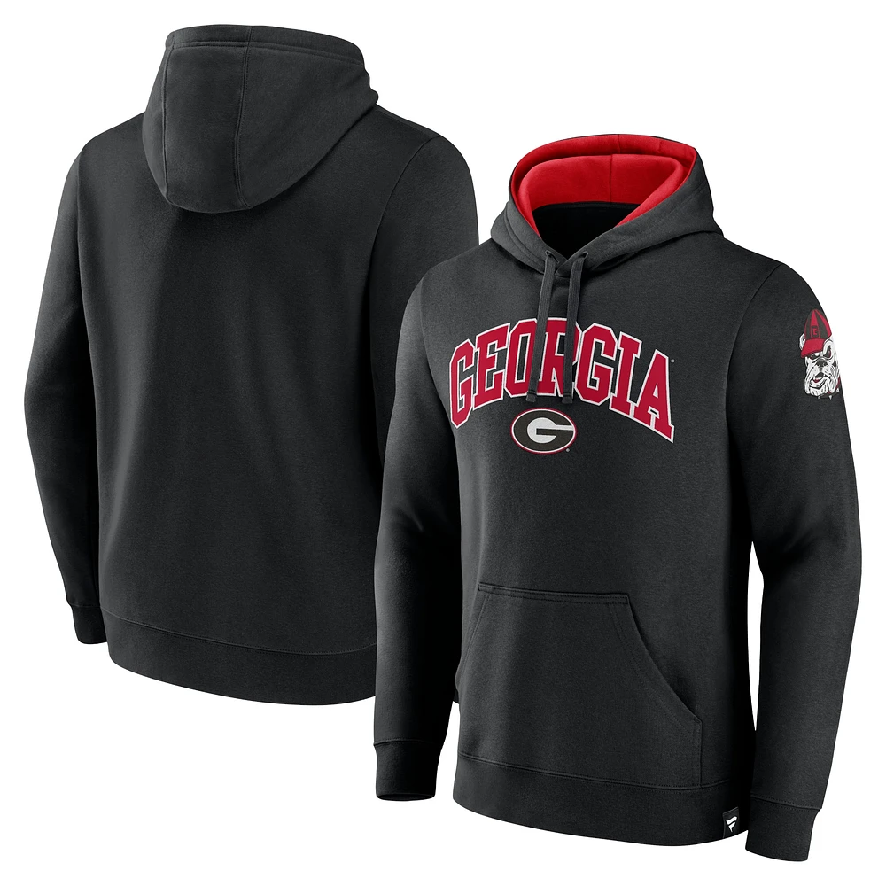 Men's Fanatics Black Georgia Bulldogs Arch & Logo Pullover Hoodie