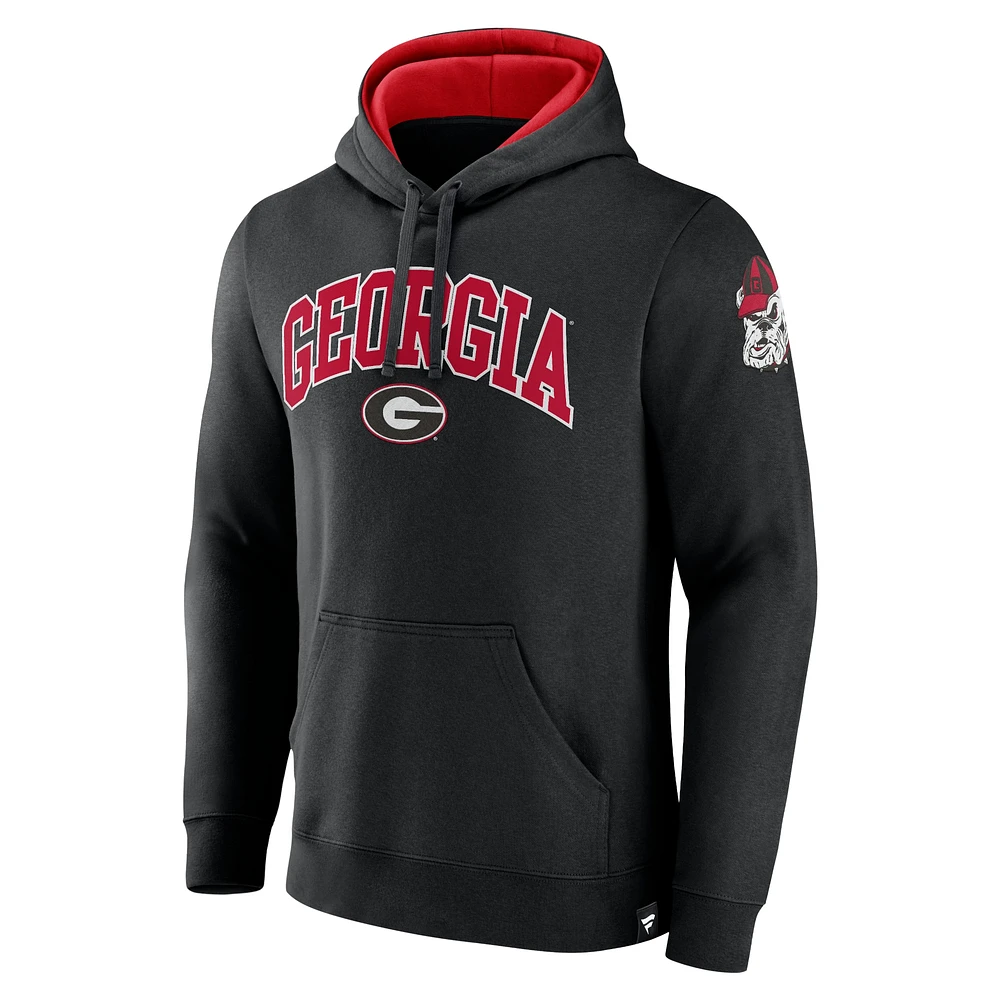 Men's Fanatics Black Georgia Bulldogs Arch & Logo Pullover Hoodie