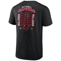 T-shirt noir du calendrier des champions nationaux éliminatoires de football universitaire Bulldogs Géorgie Fanatics pour hommes 2021