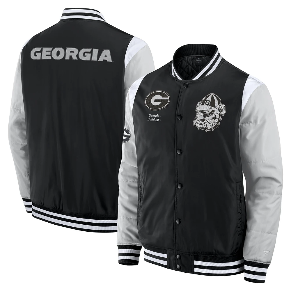 Veste à boutons-pression intégrale Fanatics Georgia Bulldogs Elements Elite pour homme, noire