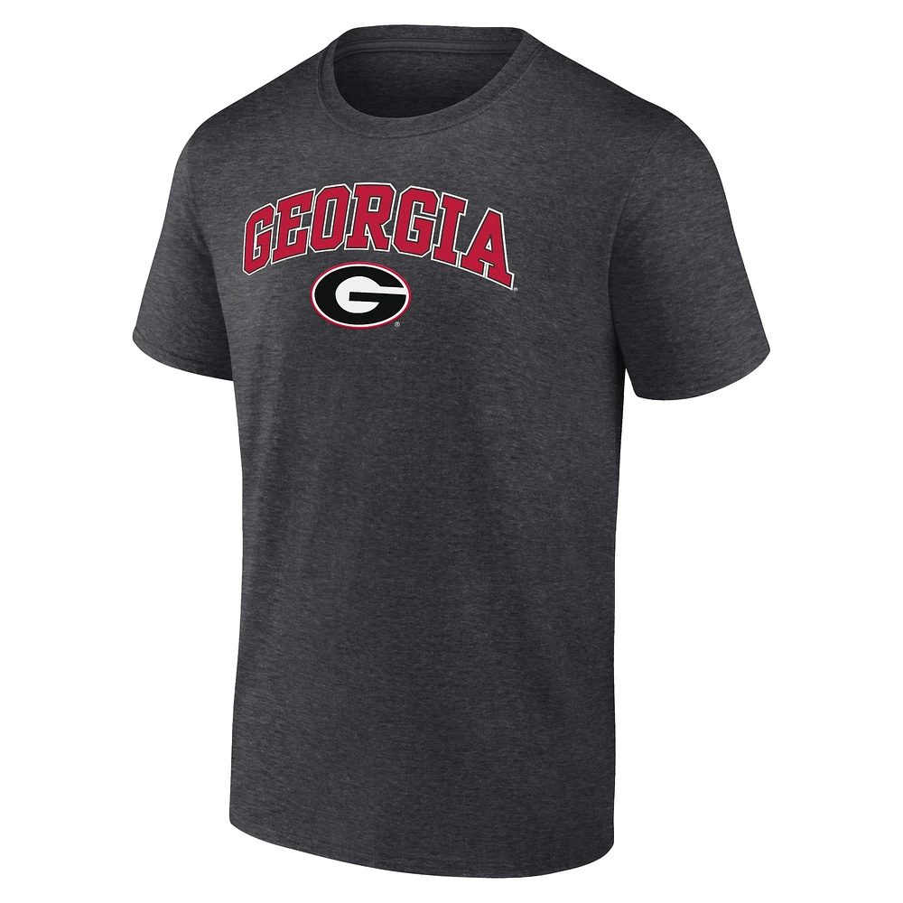 T-shirt campus Fanatics Heather Charcoal pour hommes, Georgia Bulldogs