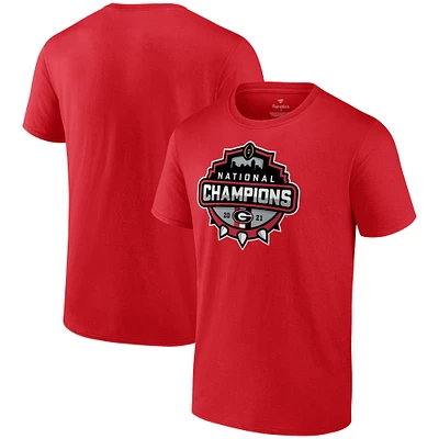 T-shirt avec logo officiel des champions nationaux Fanatics Red Georgia Bulldogs College Football Playoff 2021 pour hommes