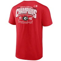 T-shirt Fanatics Red Georgia Bulldogs College Football Playoff 2022 Peach Bowl Champions Score pour hommes