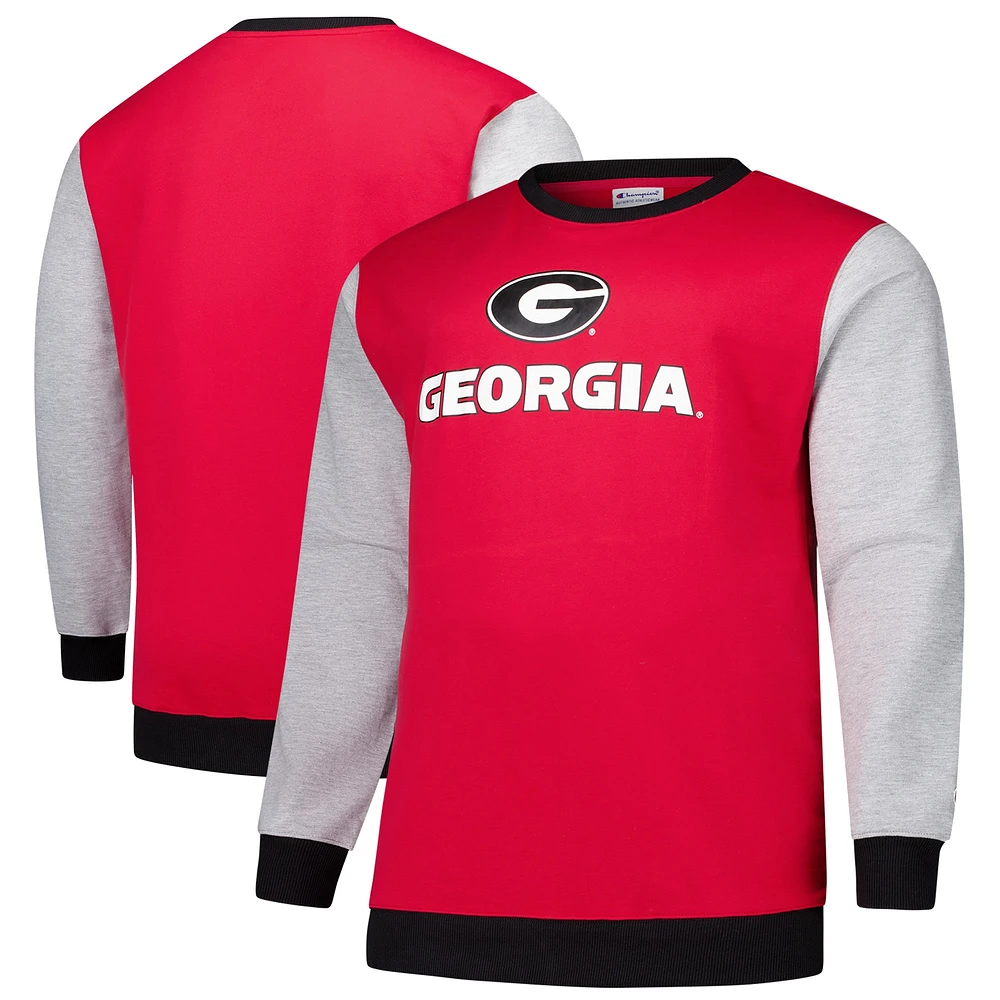 Sweat-shirt à manches contrastées pour hommes Fanatics Red Georgia Bulldogs grande poitrine et taille