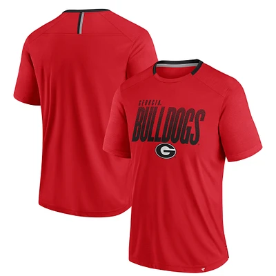 T-shirt rouge Georgia Bulldogs Defender Fade Slant pour homme Fanatics