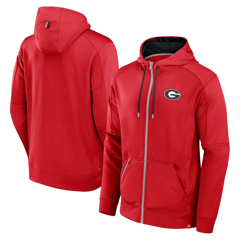 Men's Fanatics Red Georgia Bulldogs Defender Full-Zip Hoodie