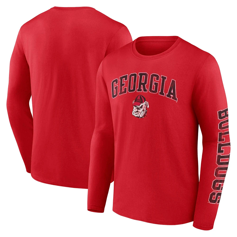 Men's Fanatics Georgia Bulldogs Distressed Arch Over Logo Long Sleeve T-Shirt