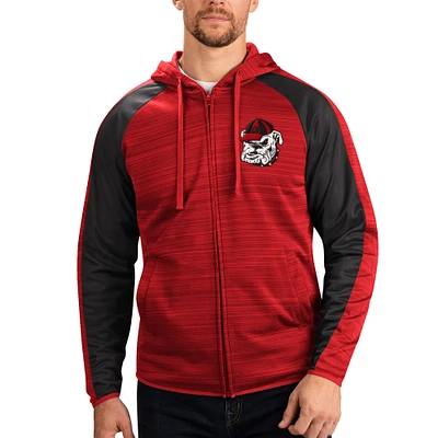 Veste de survêtement à raglan entièrement zippée G-III Sports by Carl Banks pour homme, rouge Georgia Bulldogs