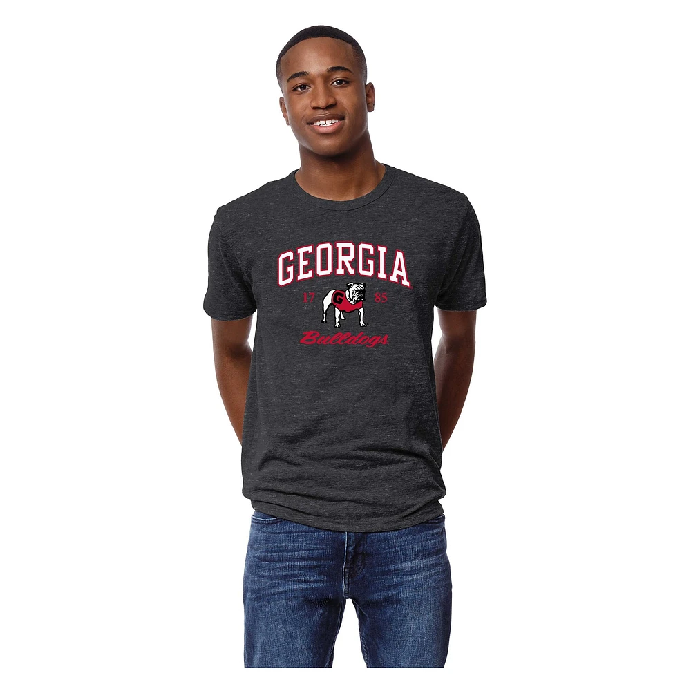 Men's League Collegiate Wear Charcoal Georgia Bulldogs Arch Script Victory Falls Tri-Blend T-Shirt