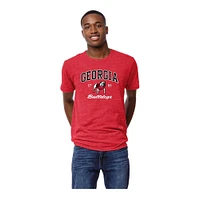 T-shirt à trois mélanges Victory Falls Arch Script des Georgia Bulldogs pour hommes de la ligue universitaire Heather Red