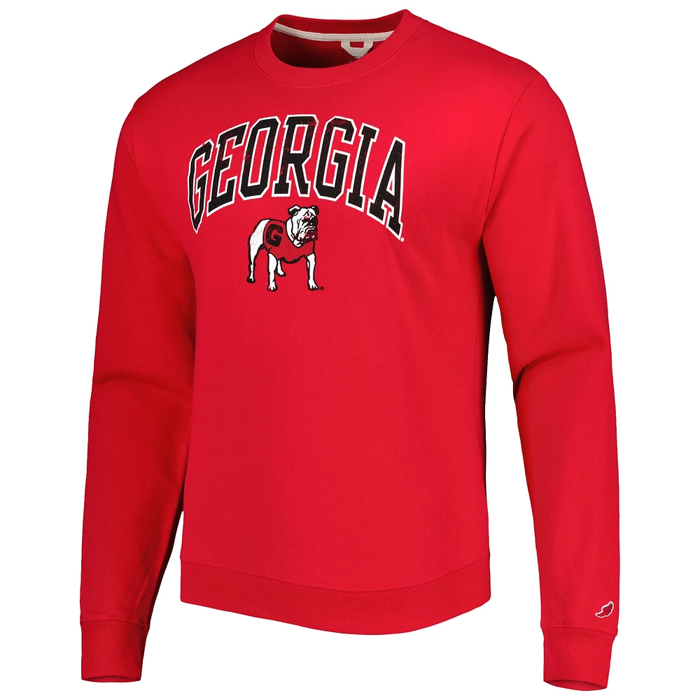 Men's League Collegiate Wear Red Georgia Bulldogs 1965 Arch Essential Lightweight Pullover Sweatshirt