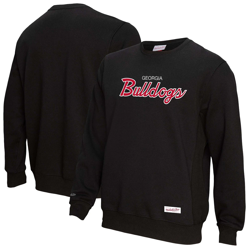 Men's Mitchell & Ness  Black Georgia Bulldogs Elite Script Pullover Sweatshirt