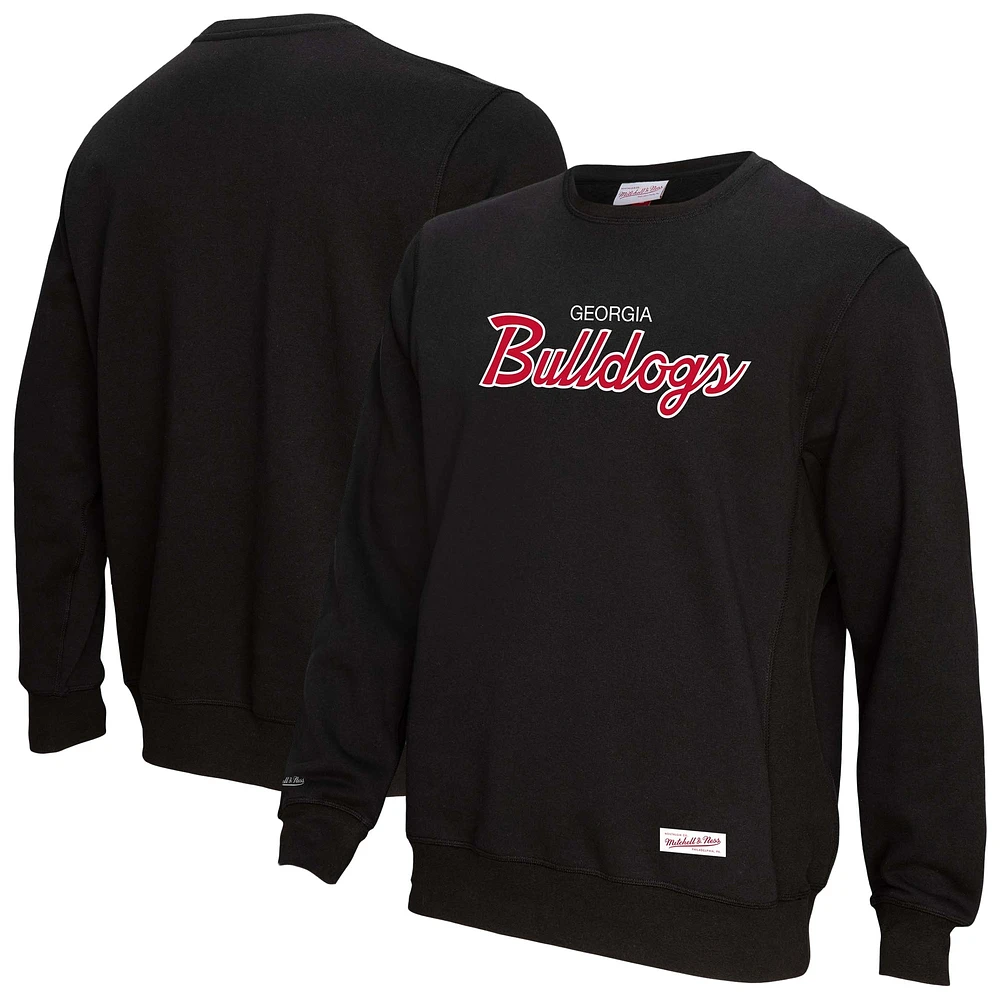Men's Mitchell & Ness Black Georgia Bulldogs Elite Script Pullover Sweatshirt