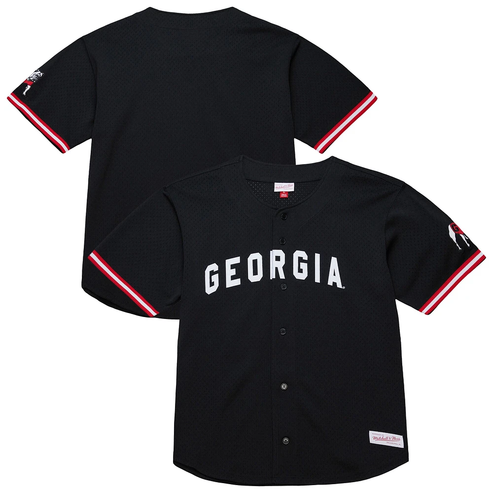 Men's Mitchell & Ness Black Georgia Bulldogs On The Clock Full-Button Fashion Jersey