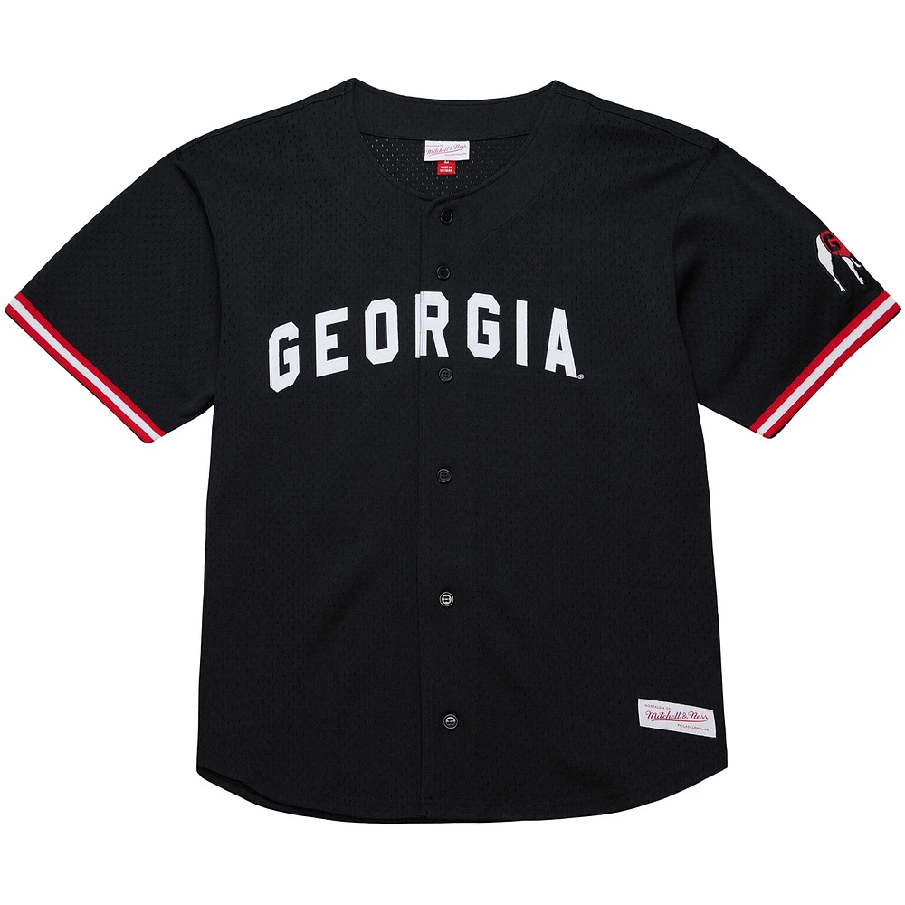 Men's Mitchell & Ness Black Georgia Bulldogs On The Clock Full-Button Fashion Jersey