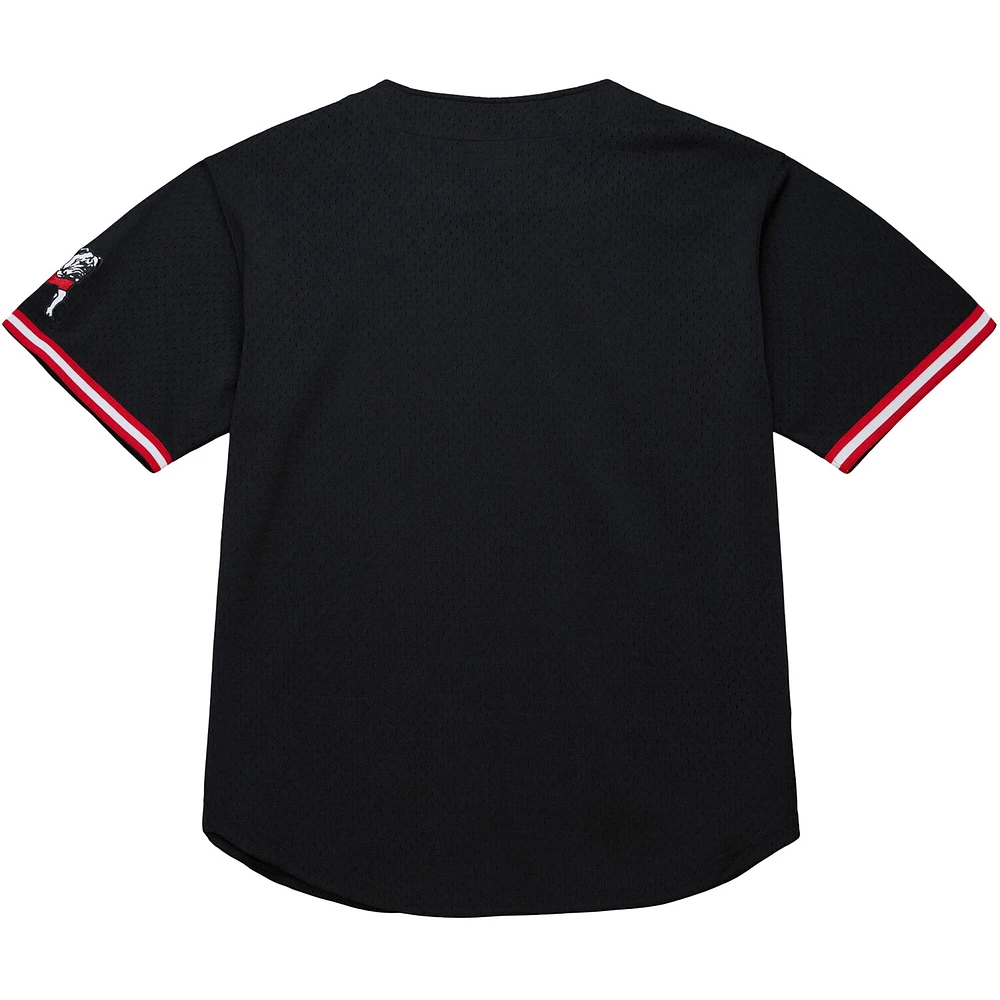 Men's Mitchell & Ness Black Georgia Bulldogs On The Clock Full-Button Fashion Jersey