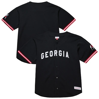 Men's Mitchell & Ness Black Georgia Bulldogs On The Clock Full-Button Fashion Jersey