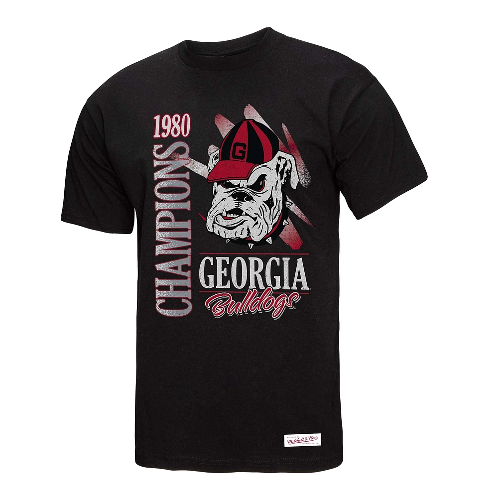 Men's Mitchell & Ness  Black Georgia Bulldogs Retro Brush Mineral Wash T-Shirt