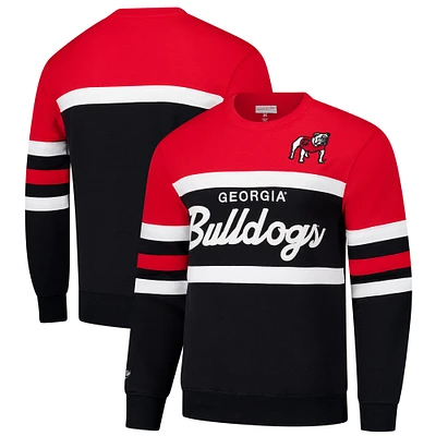 Sweat-shirt en molleton noir avec logo vintage de l'entraîneur-chef des Georgia Bulldogs Mitchell & Ness pour homme