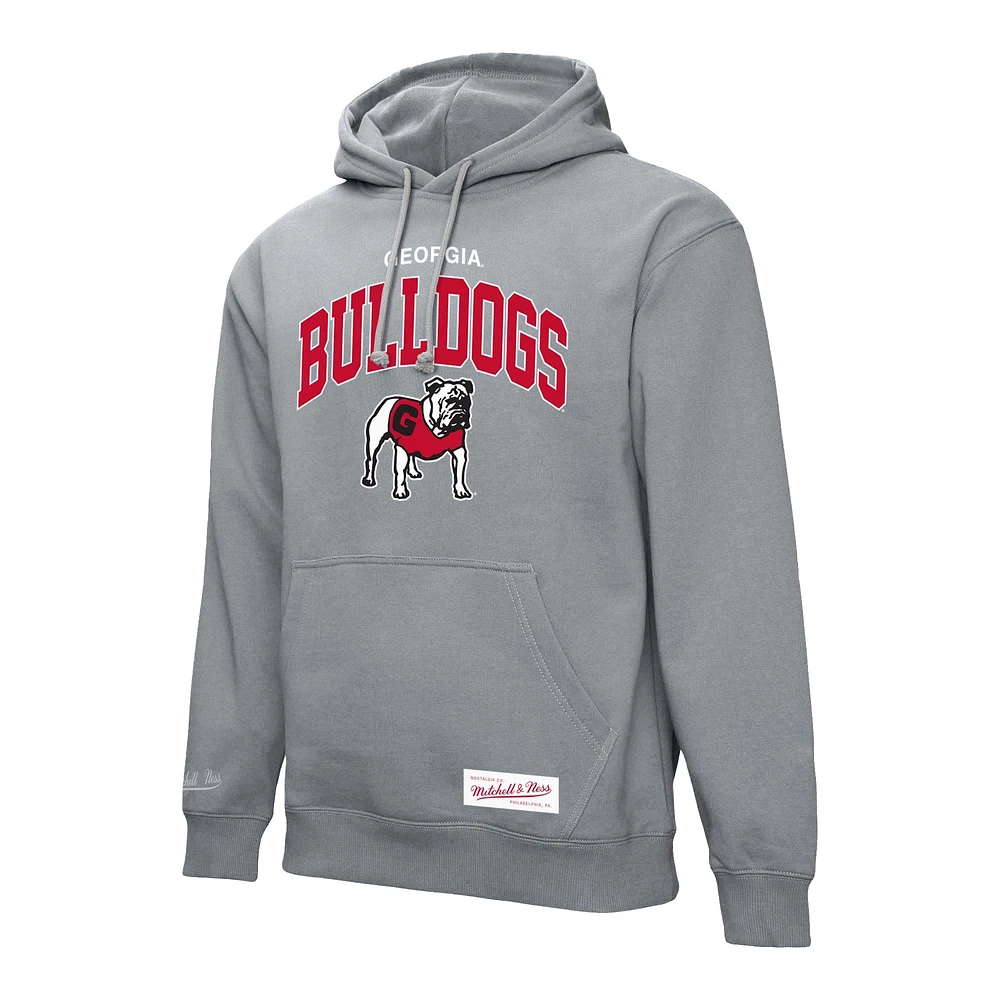 Men's Mitchell & Ness  Heather Gray Georgia Bulldogs Classic Arch Pullover Hoodie