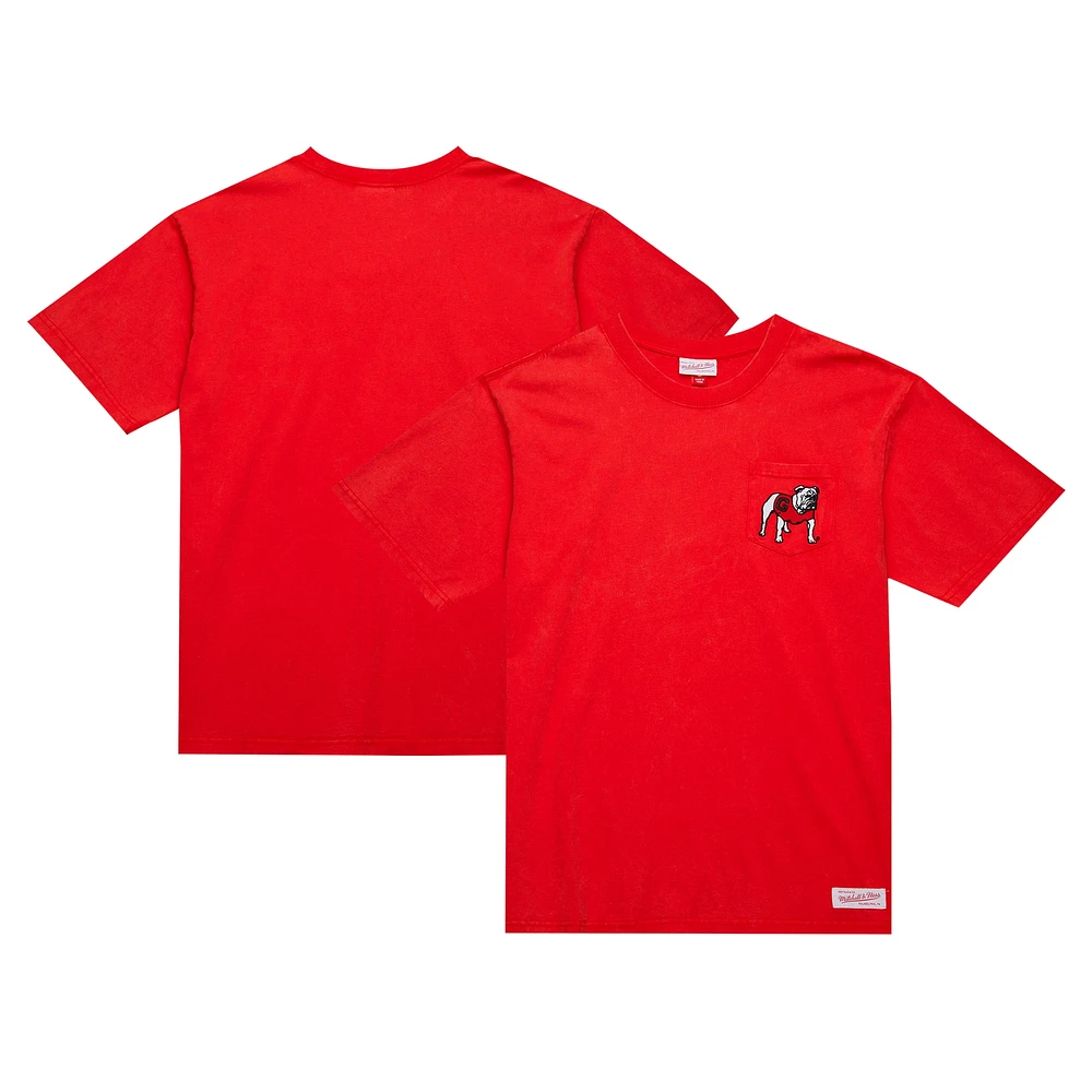 T-shirt à manches longues pour homme Mitchell & Ness Red Georgia Bulldogs Fade Away Premium