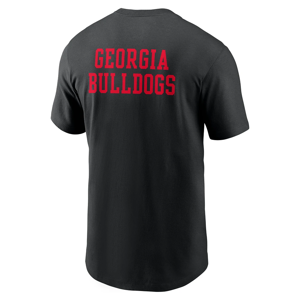 T-shirt Nike noir Georgia Bulldogs 2-Hit Stacked pour homme