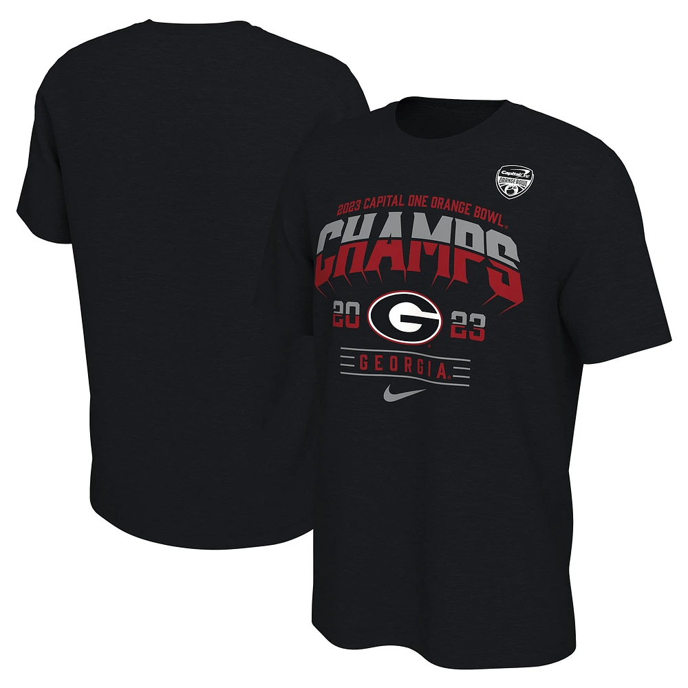 T-shirt Nike noir Georgia Bulldogs 2023 Orange Bowl Champions Locker Room pour homme