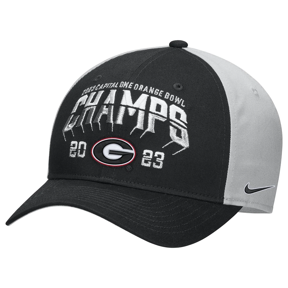 Men's Nike  Black Georgia Bulldogs 2023 Orange Bowl Champions Locker Room Adjustable Hat