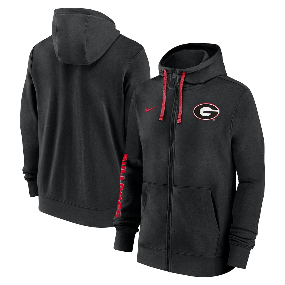 Sweat à capuche entièrement zippé Nike pour homme Georgia Bulldogs 2024 Sideline