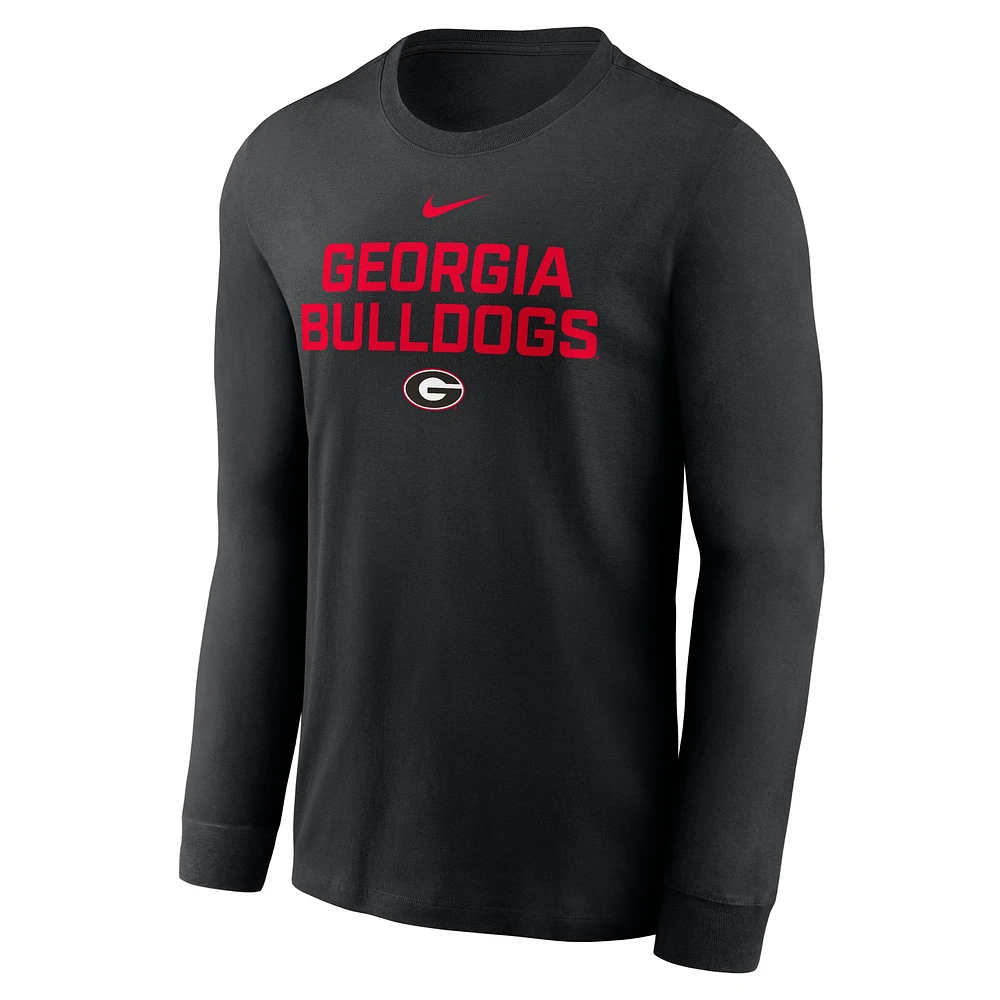 Men's Nike Black Georgia Bulldogs 2025 Sideline Performance Long Sleeve T-Shirt