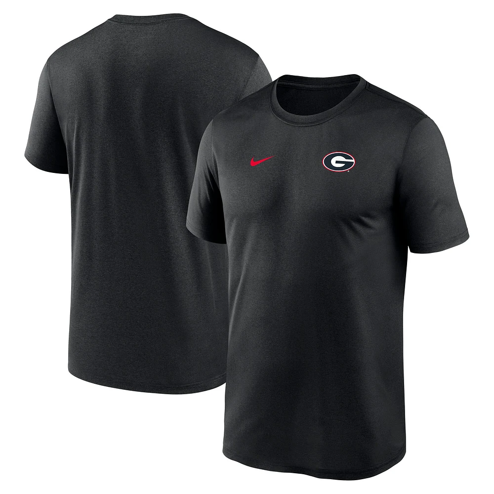 T-shirt Nike Performance Legend noir Georgia Bulldogs 2025 pour homme avec petit logo Sideline
