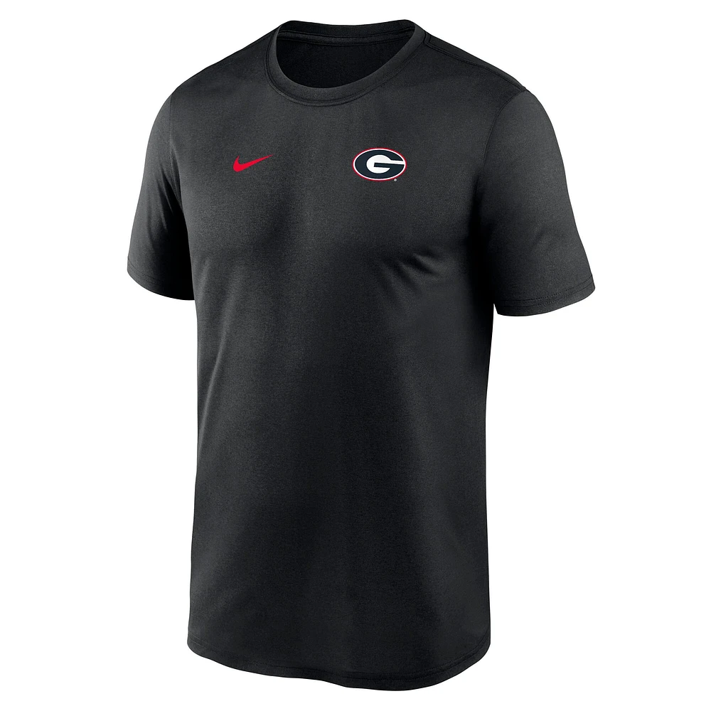T-shirt Nike Performance Legend noir Georgia Bulldogs 2025 pour homme avec petit logo Sideline