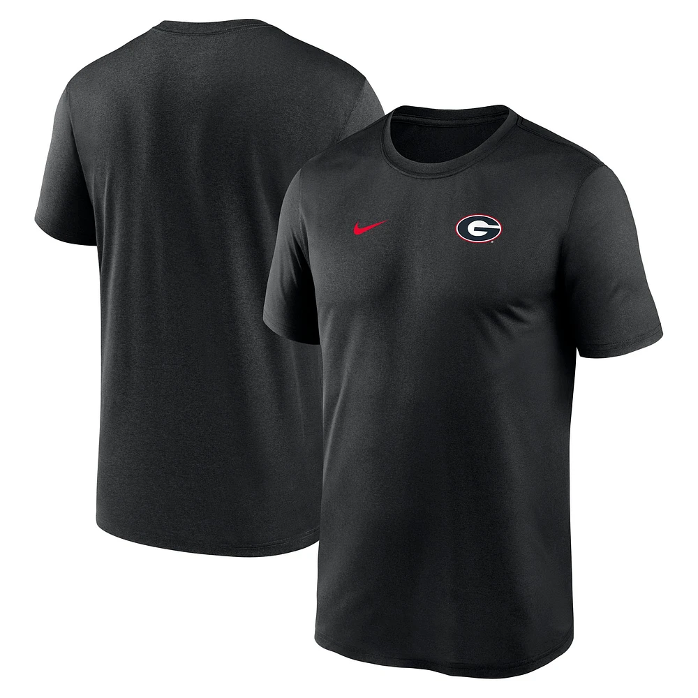 T-shirt Nike Performance Legend noir Georgia Bulldogs 2025 pour homme avec petit logo Sideline