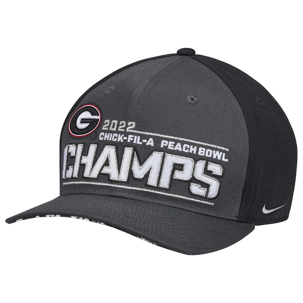 Casquette réglable Nike Georgia Bulldogs College Football Playoff 2022 Peach Bowl Champions Locker Room CL99 pour homme