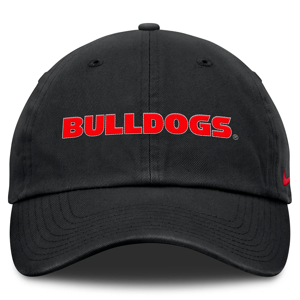 Men's Nike Black Georgia Bulldogs Core Club Mascot Wordmark Adjustable Hat