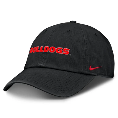 Men's Nike Black Georgia Bulldogs Core Club Mascot Wordmark Adjustable Hat