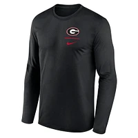 T-shirt à manches longues Nike Georgia Bulldogs Primary Stack Legend pour homme, noir