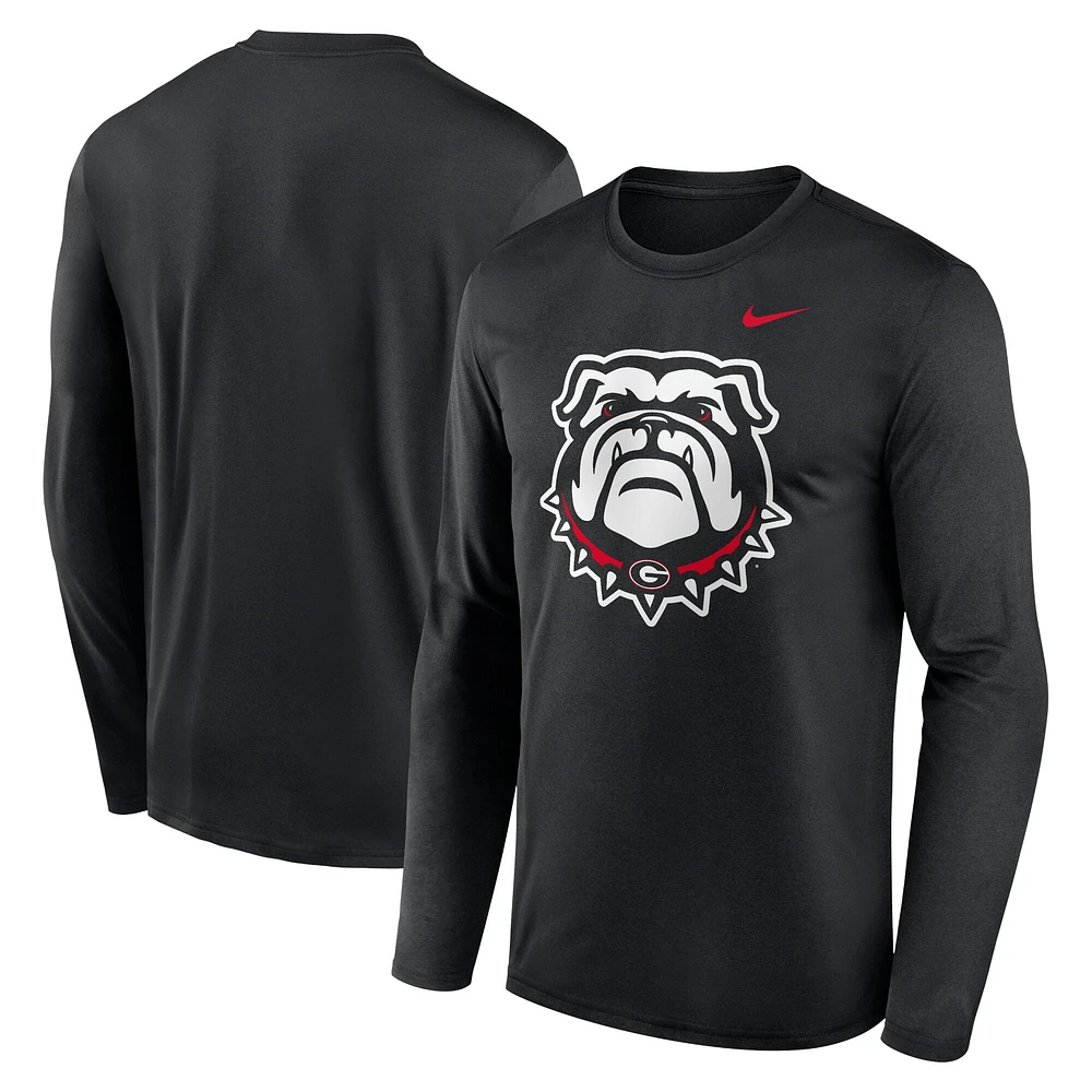 T-shirt Nike noir à manches longues pour homme Georgia Bulldogs Primetime Alternate Logo Legend Performance