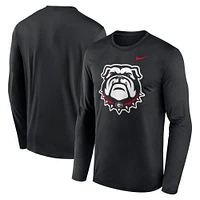 T-shirt Nike noir à manches longues pour homme Georgia Bulldogs Primetime Alternate Logo Legend Performance